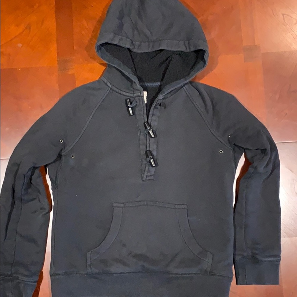 J.Crew black fleece hoodie size s